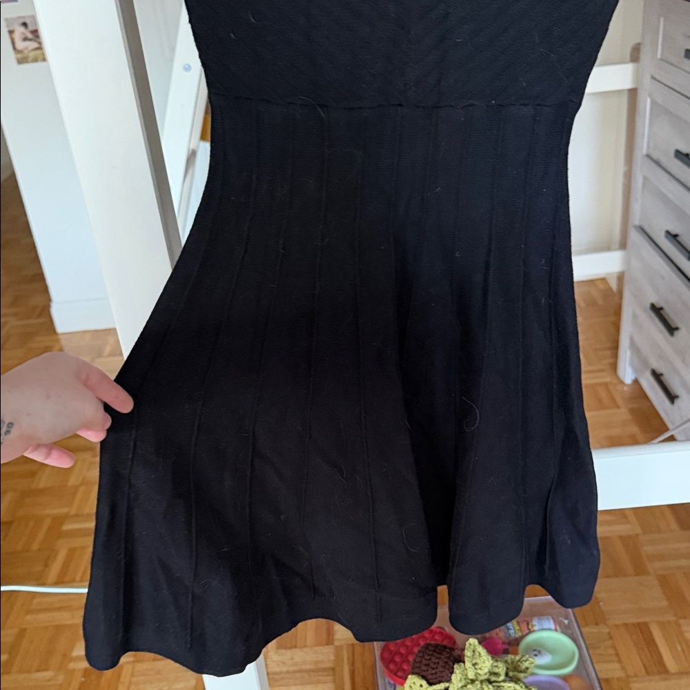 Black Mid Sleeve Fit-and-Flare Dress - Picture 2 of 2